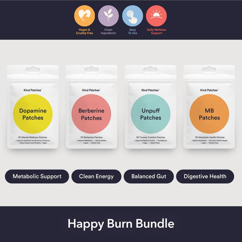 Elevate Your Wellness with the Kind Patches Happy Burn Bundle - Metabolic & Mood Support Patches for Clean Energy and Digestive Health!