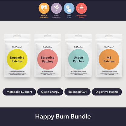 Elevate Your Wellness with the Kind Patches Happy Burn Bundle - Metabolic & Mood Support Patches for Clean Energy and Digestive Health!