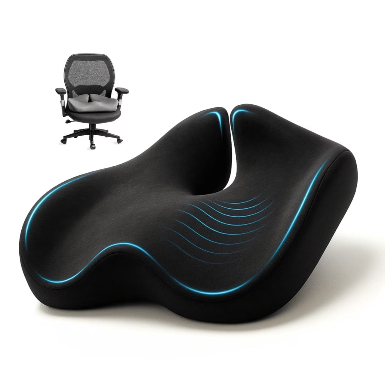 Transform Your Comfort: X-Large Ergonomic Memory Foam Cushion for Office & Car – Say Goodbye to Back Pain!